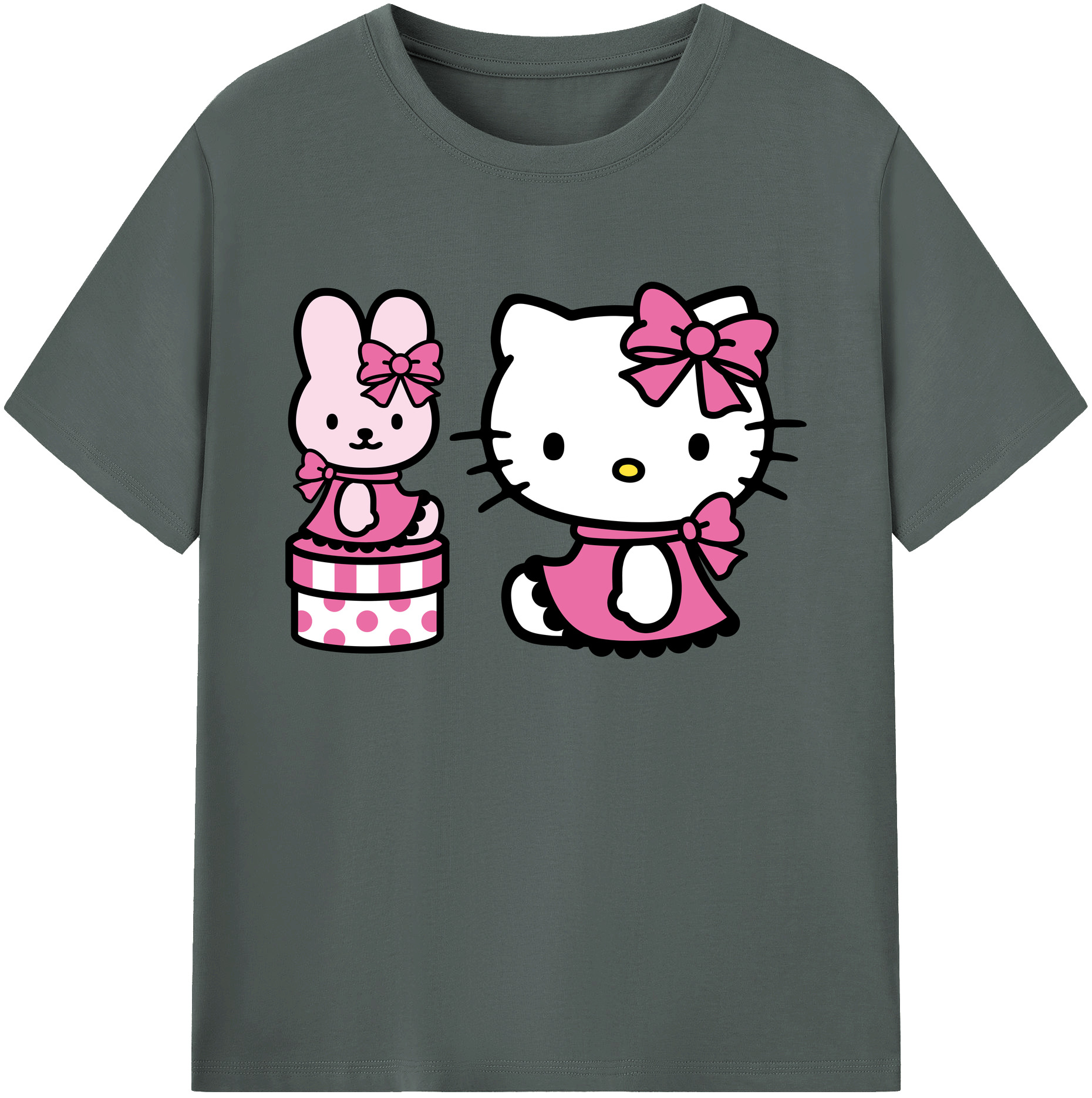 （画像用） Hello Kitty ハローキティ 綿100％ メンズ半袖Tシャツ｜肌触りやわらか＆通気性